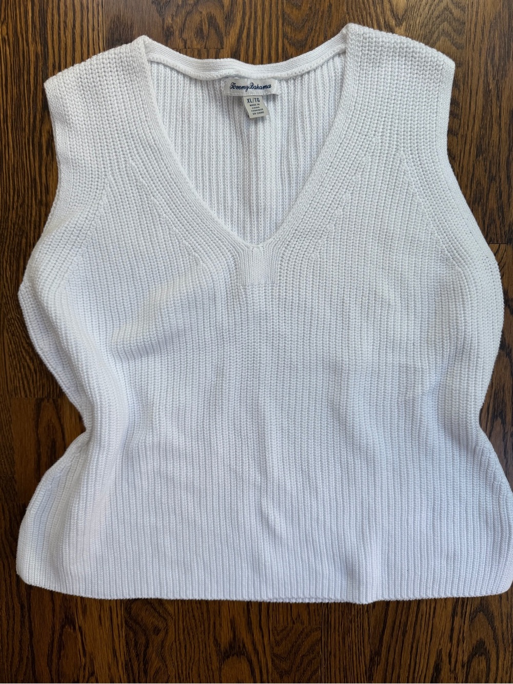 Tommy Bahama White Ribbed V-Neck Knit Women’s Tank